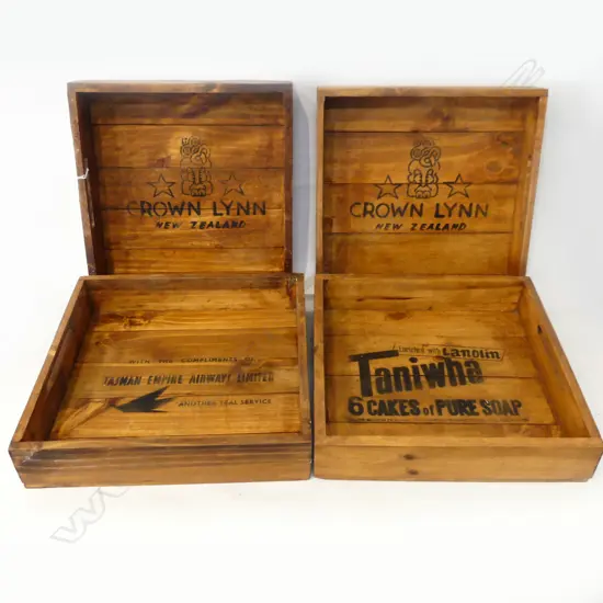 4 WOODEN ADVERTISING TRAYS 400x400x90mm