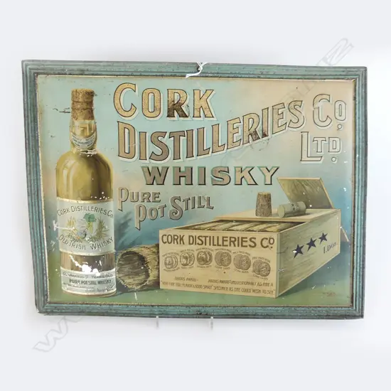 ANTIQUE WHISKY SIGN 'CORK DISTILLERIES Co. Ltd. 315x415mm