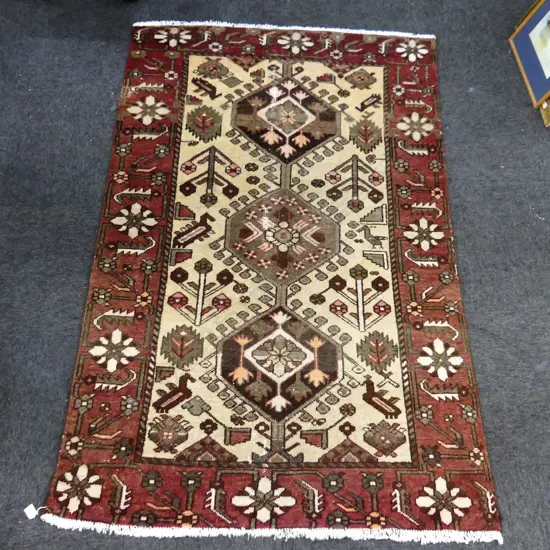HAND KNOTTED WOOL PILE RUG 1950x1260mm