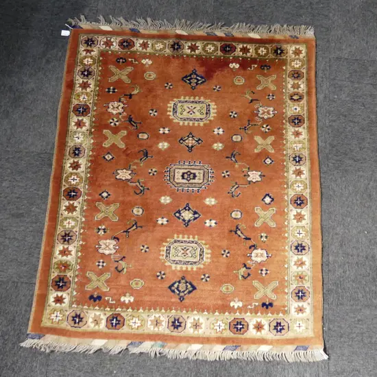 HAND KNOTTED ALL WOOL RUG 1300x1050mm