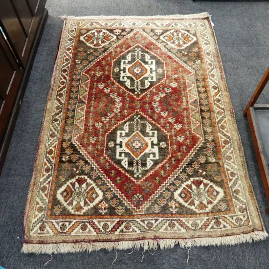 PERSIAN QASHGHAI RUG, 1650 X 1180mm (WITH CERT.)
