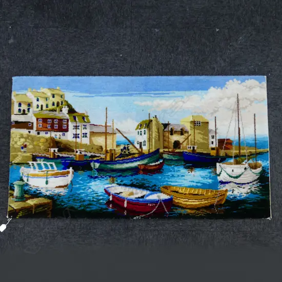 MACHINED PICTURE RUG - FISHING VILLAGE 700x1270mm