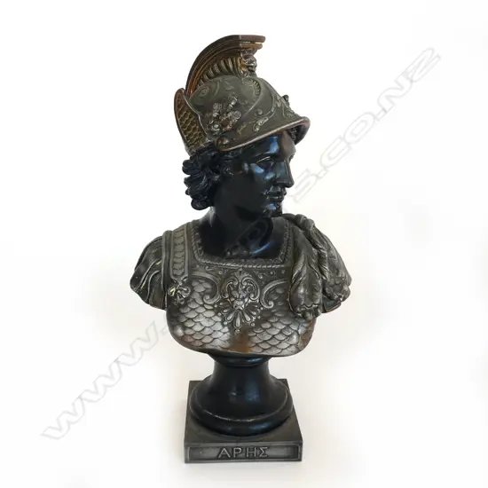 BRONZE GREEK WARRIOR BUST, H.360mm