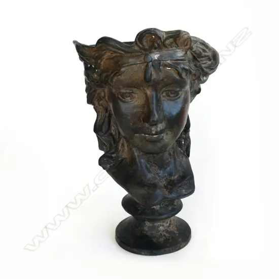 LARGE BRONZE GODDESS HEAD VASE/PLANTER H.325mm