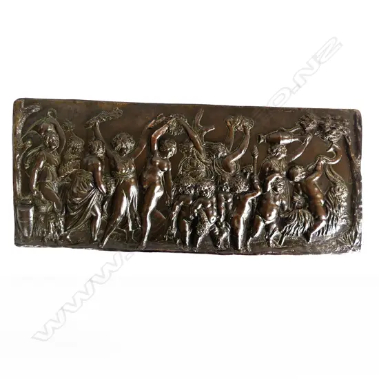 BRONZE PLAQUE w. CLASSICAL DANCING FIGURES 220x540mm