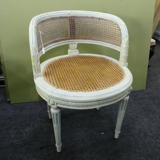 VINTAGE FRENCH STYLE CANED CHAIR 