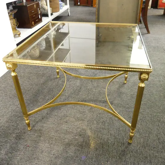 GLASS TOP GOLD METAL SIDE TABLE 615x615x465mm