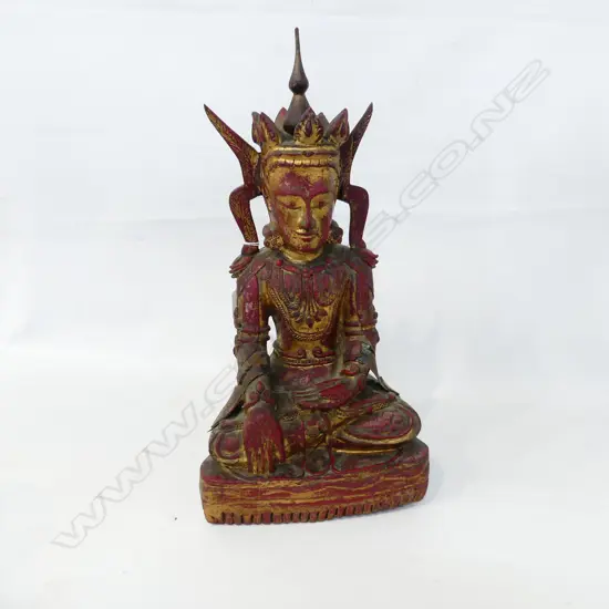 ORIENTAL CARVED WOODEN GILDED FIGURE H.480mm