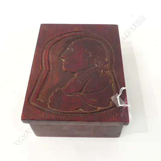 CARVED TOM ELLIOT KAURI TREASURE BOX [REFER LABEL ON BOX] 230x180mm