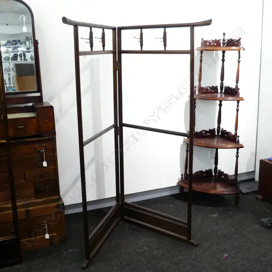 old Japanese KIMONO STAND ‘IKO’ 4 brass hooks