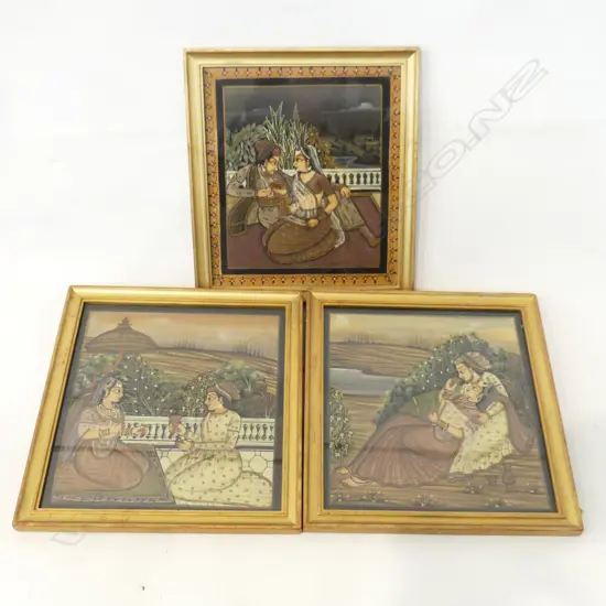 3 ETHNIC FABRIC PAINTINGS 255 x 230mm