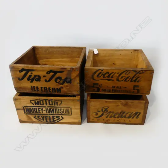 4 WOODEN ADVERTISING BOXES 340x340x150mm