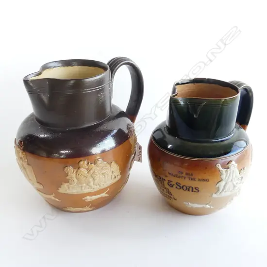 LAMBETH DOULTON JOHN DEWAR WISKEY JUG CHIPS H170MM & MUG H110MM