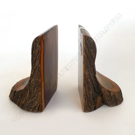 PR AUSTRALIAN DESERT ACACIA WOOD BOOKENDS, IMPRESSED 47