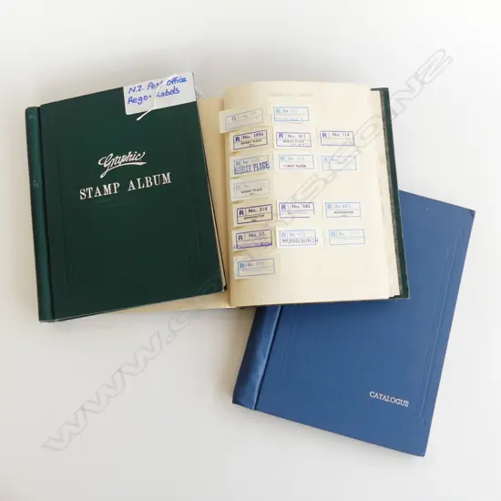 3 ALBUMS OF NZ POST OFFICE REGO LABELS