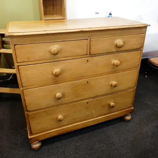 VICTORIAN PINE CHEST OF DRAWERS 1170x525x1120mm
