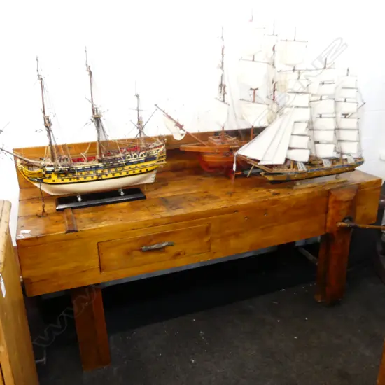 LG VINTAGE WOODEN WORK TABLE WITH BACK SHELF L 660 X 2020mm