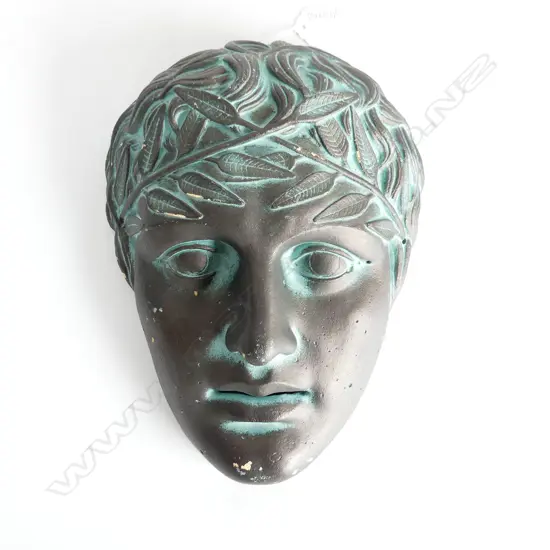BRONZED PLASTER CAST ROMAN HEAD L 260 MM SHOWING SOME WEAR