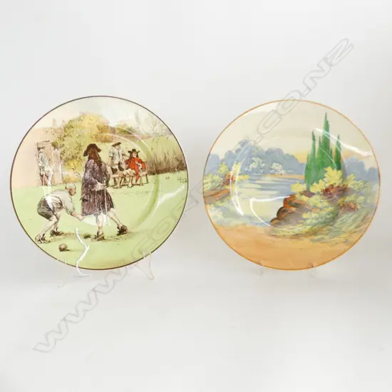 2 DOULTON PLATES, WOODLEY DALE 265mm dia & SIR ROGER DE COVERLEY 265mm dia