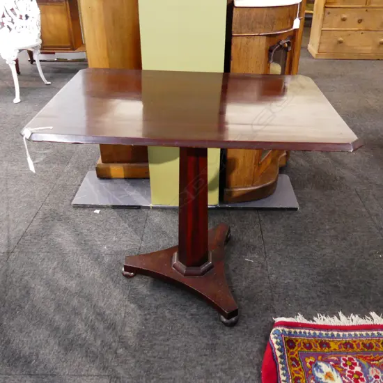 ANTIQUE MAHOGANY TILT TOP PEDESTAL TABLE 780x545x685mm