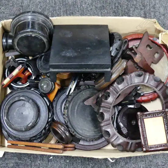 BOX OF ORIENTAL WOODEN STANDS 