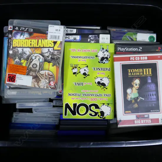 BOX LOT DVDS & PLAY STATION GAMES
