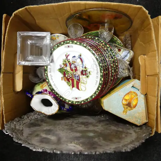 BOX LOT ASST. CHINA & CRYSTAL ETC