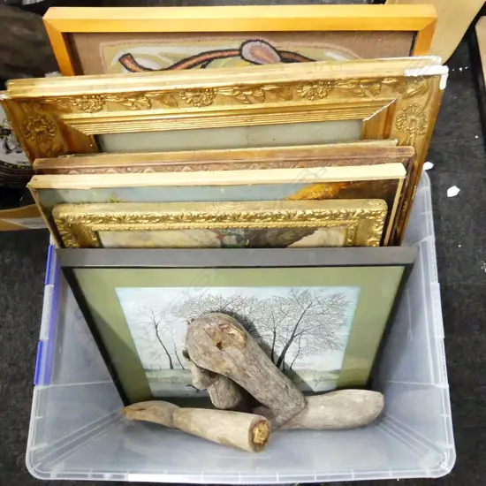 BOX LOT ASST. ARTWORKS / FRAMES