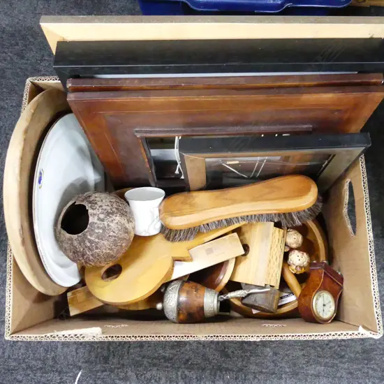 BOX LOT FRAMES, SOUVENEER WARE ETC