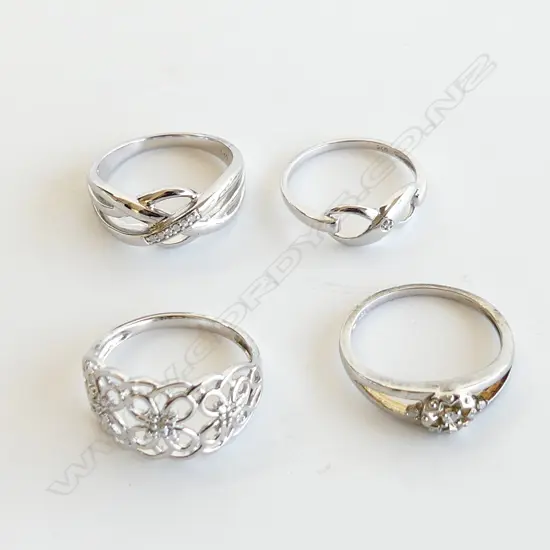 4 ASST 925 SILVER COSTUME JEWELLERY RINGS 