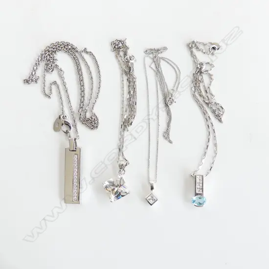 4 ASST. STG SILVER PENDANT NECKLACES 26.9 GRAMS