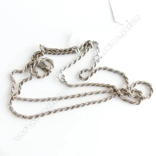 2 JOINED SILVER ROPE TWIST NECK CHAINS L.960mm