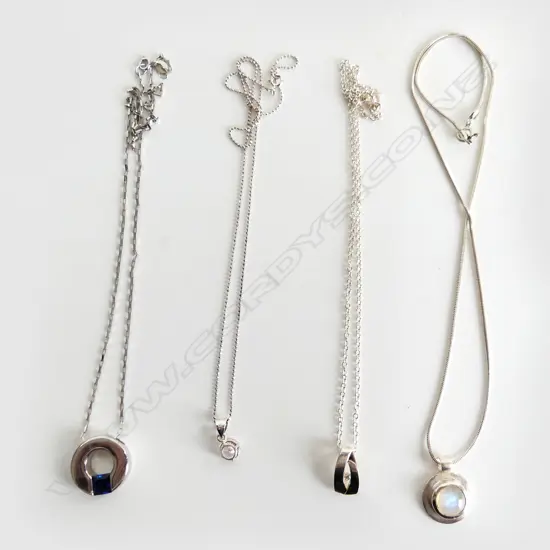 4 ASST. STG SILVER PENDANT NECKLACES 20.3 GRAMS