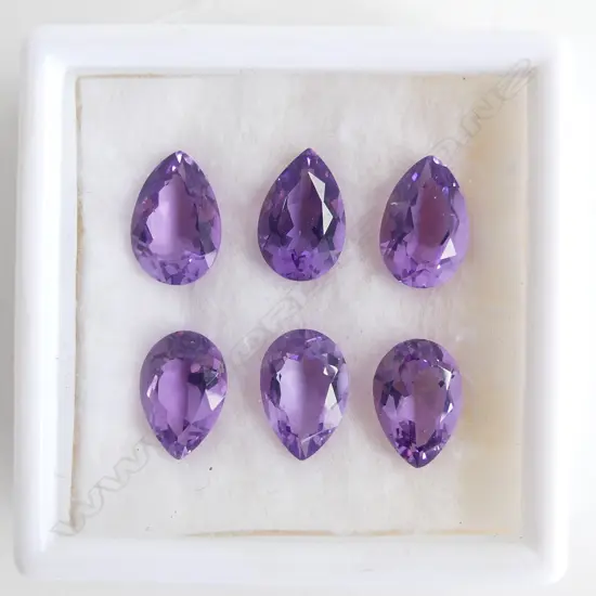 6x AMETHYST PEAR SHAPE 12X8 17.65CT