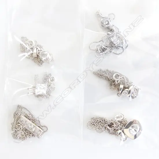 6 925 SILVER & CLEAR GEM NECKLACES