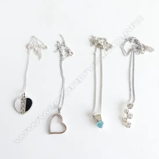 4 ASST. STG SILVER PENDANT NECKLACES 16.4 GRAMS