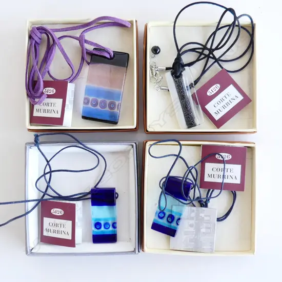 4 ITALIAN MURANO GLASS NECKLACES, BOXED