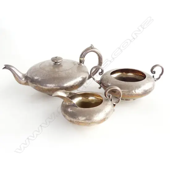 VICTORIAN SILVER 3 PCE TEA SET LONDON 1838 1198gm
