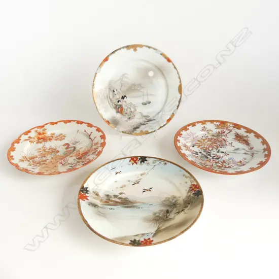 FOUR ANTIQUE JAPANESE KUTANI ASSORTED PLATES D. 180mm
