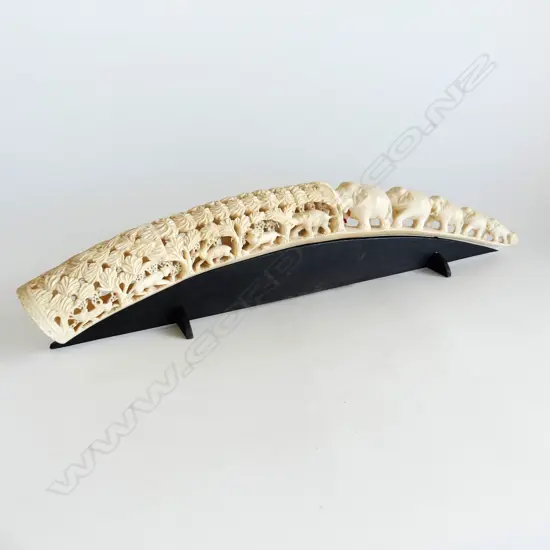 INDIAN CARVED IVORY BRIDGE DIPLOMATIC GIFT C 1930 L 530 MM