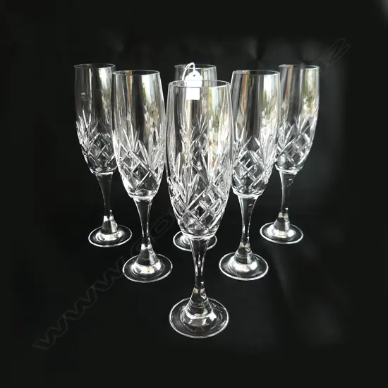 6 CUT CRYSTAL CHAMPAGNE GLASSES H. 220mm