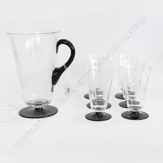 RETRO WATER JUG H.230mm & 6 GLASSES