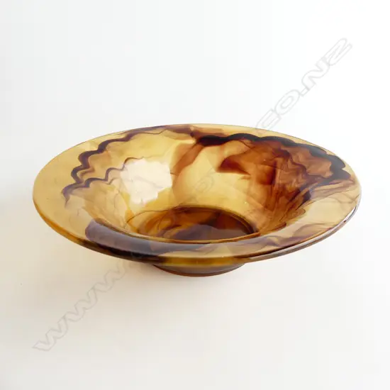 1920’S ART DECO DAVIDSON CLOUD GLASS BOWL ENGLAND DIA. 240mm