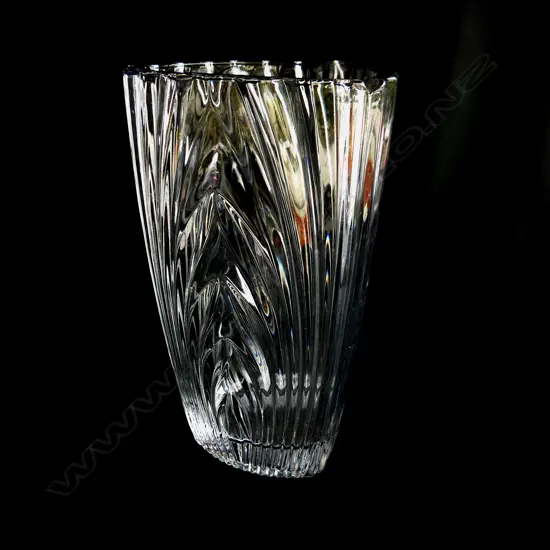 LG, HEAVY DECO STYLE CUT GLASS VASE, H. 265mm