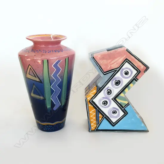 TWO GEORGE HALLIDAY COLOUR GLAZED VASES H.210, 240mm