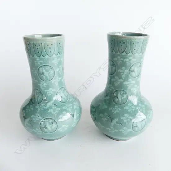 PR ORIENTAL CELADON VASES 230mm