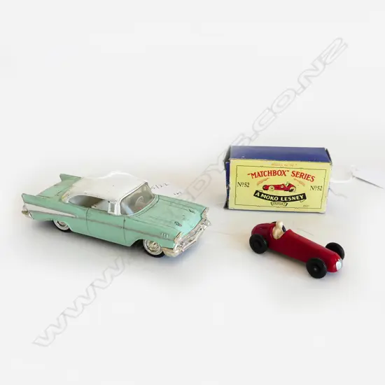 MINT & BOXED  N52 MATCHBOX AMOKO LESNEY SERIES RACE CAR L70MM &57 CHEV DIE CAST MODEL 120MM L