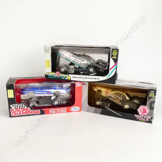 2 BOXED DIE CAST MATCO RACING CARS L320MM & ANOTHER 