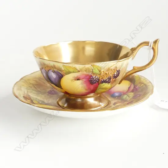 AYNSLEY FRUIT CUP & SAUCER signed Brunt