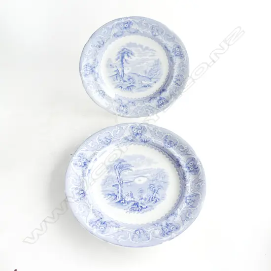 Two Victorian Francis Morley and Co. blue and white plates